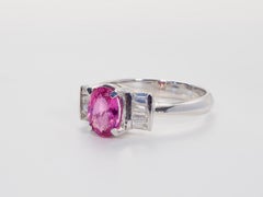 18K Weißgold 1,15ct Oval Pink Sapphire & 0,30ct Diamond Fine Ring