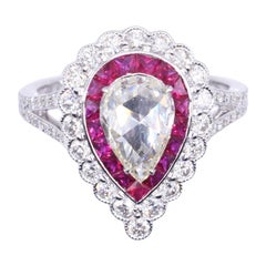 18 Karat Weißgold 1,17 Karat Diamant & Rubin target-Ring
