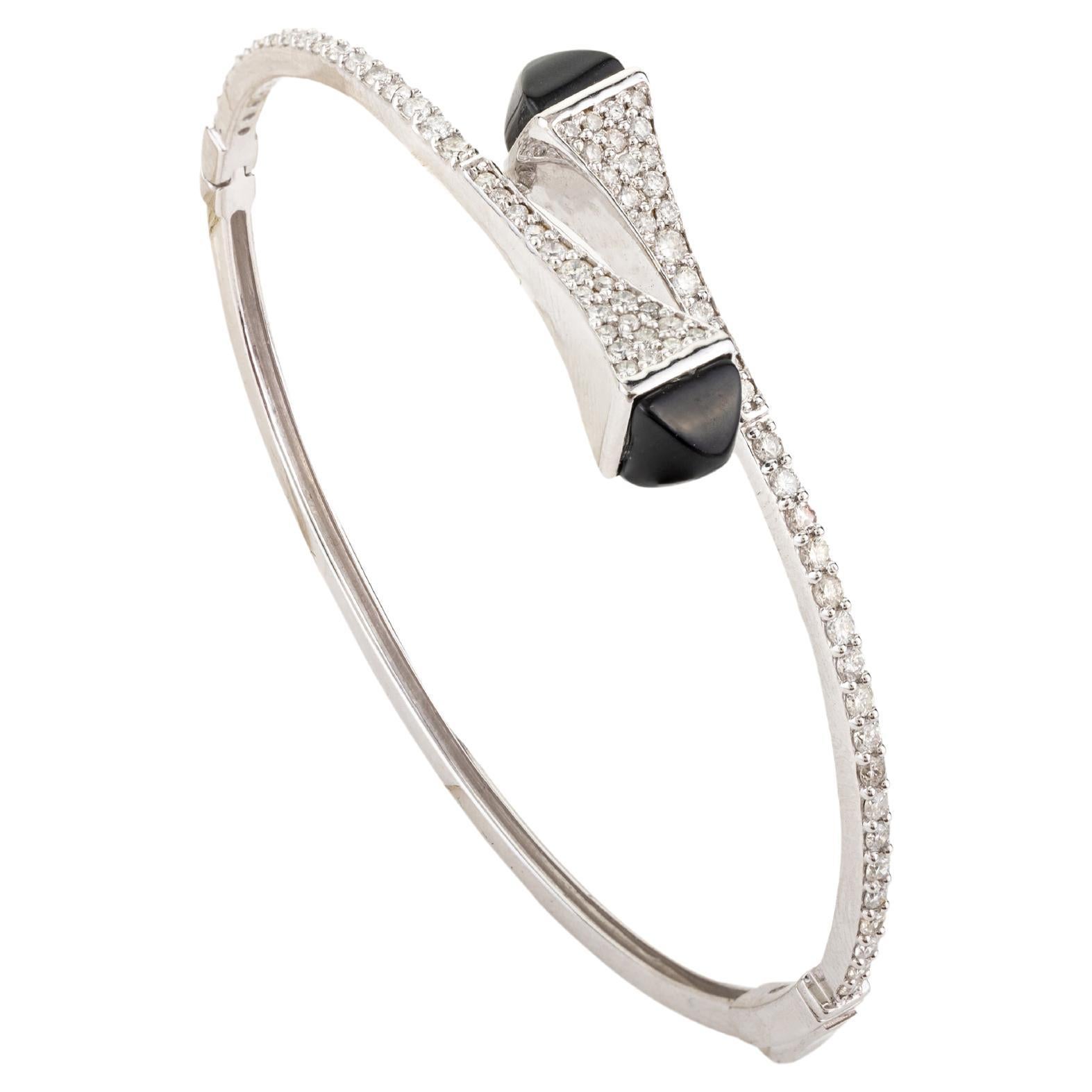 18k White Gold 1.19 CTW Certified Diamond Bangle Bracelet Gift for Her For Sale