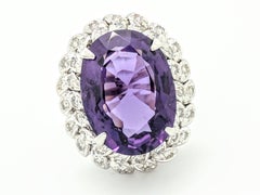 18 Karat White Gold 11 Carat Amethyst and Diamond Cocktail Ring