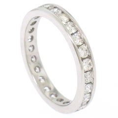 18k White Gold 1.1ctw Round VS F Diamond Channel Eternity Band Ring Sz 5.5