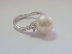 18k White Gold 11mm South Sea Pearl & 0.30ct Diamond Engagement Ring