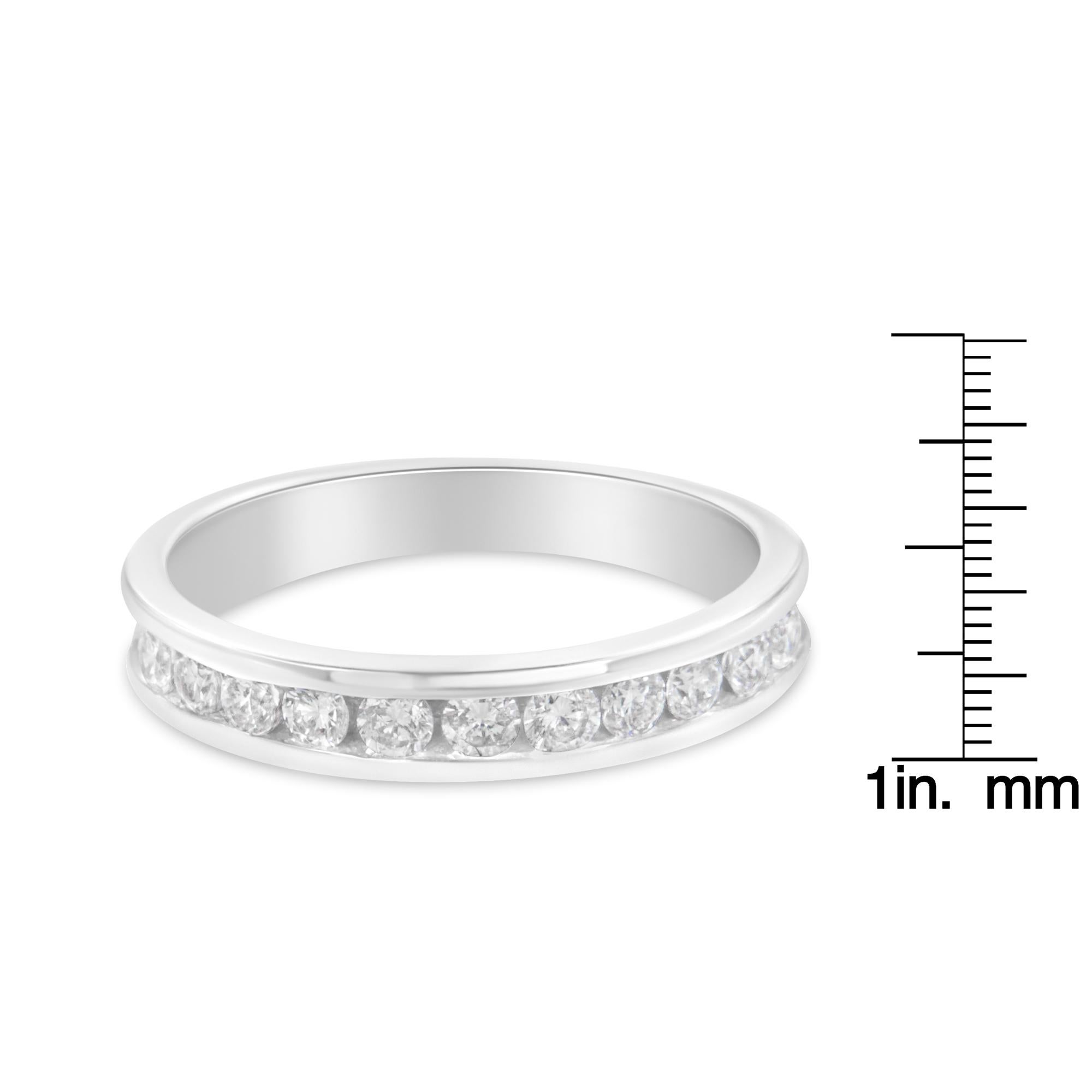 18k White Gold ½ Carat Channel Set Diamond Wedding Band Ring For Sale 1