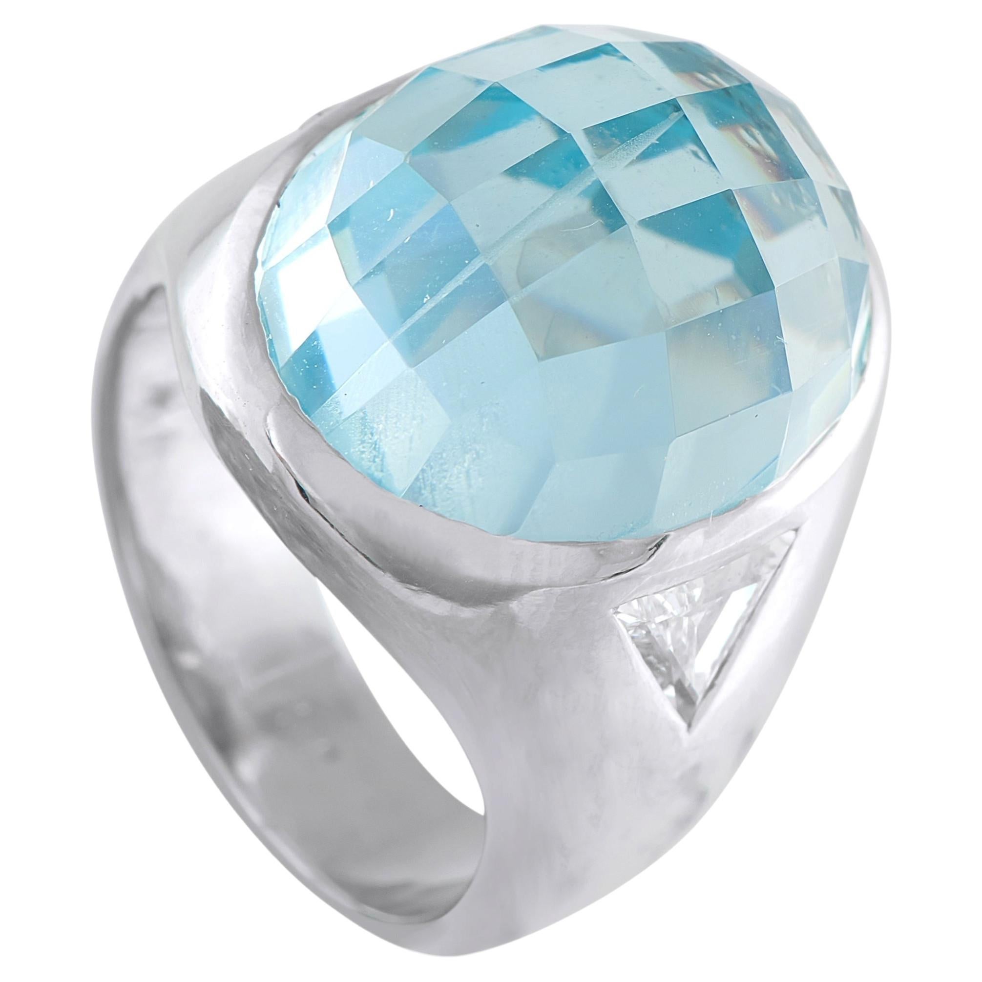 18K White Gold 12.0ct Aquamarine Ring MF21-043026 For Sale