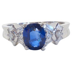 18K White Gold 1.20ct Cornflower Blue Sapphire & 0.26ct Diamond Ring