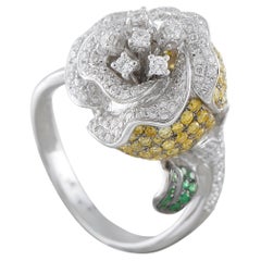 Anello con fiore di diamante in oro bianco 18 carati da 1,20 carati MF07-050526
