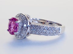18K White Gold 1.20ct Oval Pink Sapphire & 0.50ct Diamond Fine Cocktail Ring