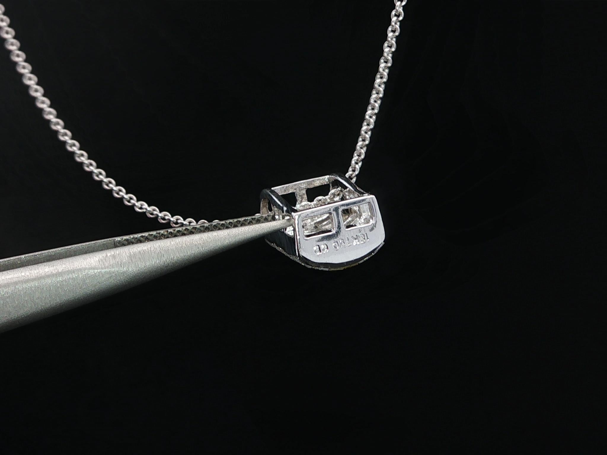 Collier pendentif coulissant en or blanc 18 carats 1.20ctw Invisible Set Yellow White Diamond en vente 5