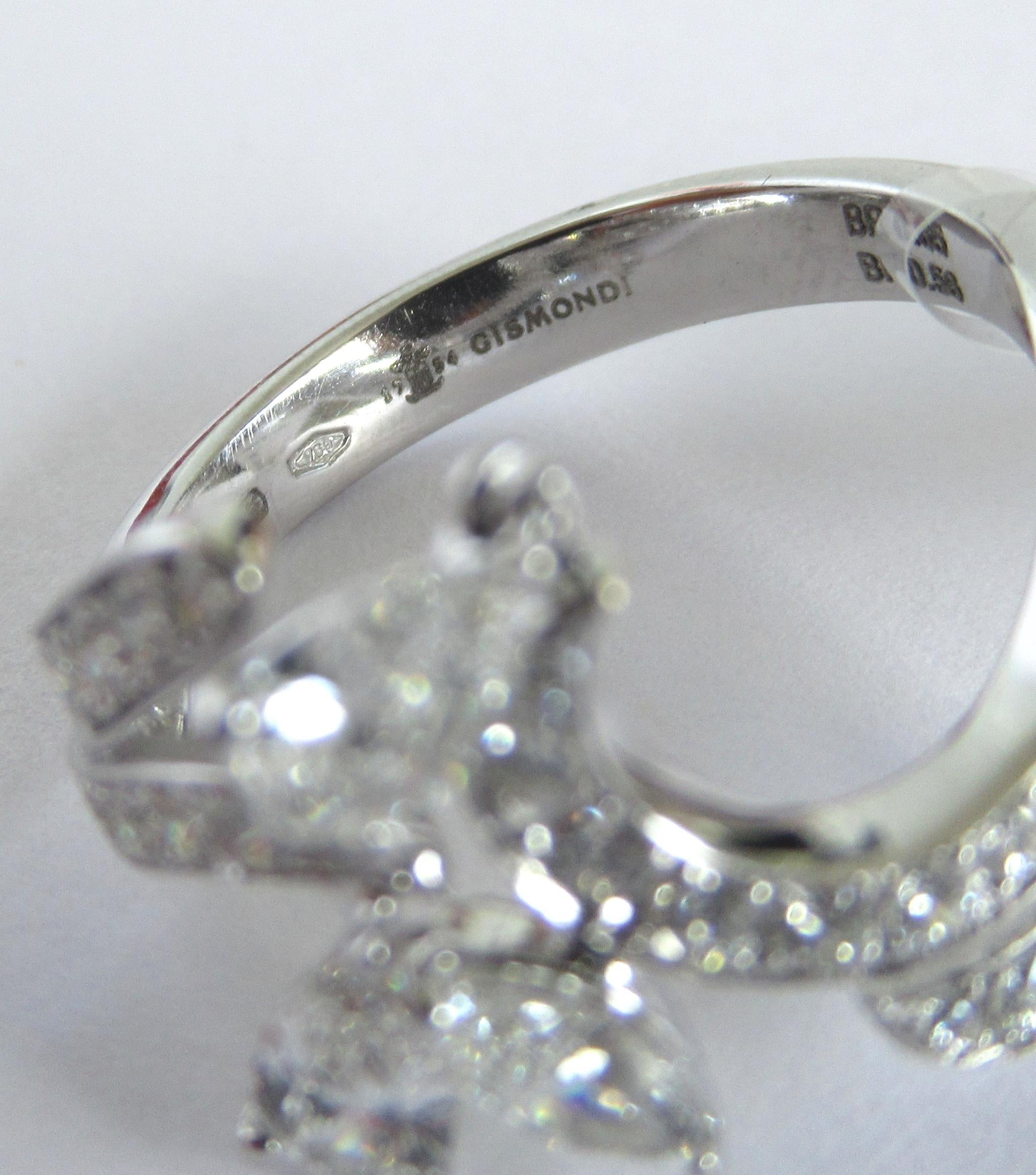 Mixed Cut 18 Karat White Gold 1.21 Carat White Diamonds Ring For Sale