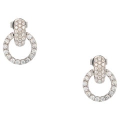 18k White Gold 1.21ct Round Brilliant Natural Diamond Hollow Circle Stud Earring