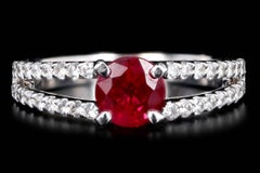 18K White Gold 1.22 Carat ''Pigeon's Blood'' Burma Natural Ruby & Diamond Ring