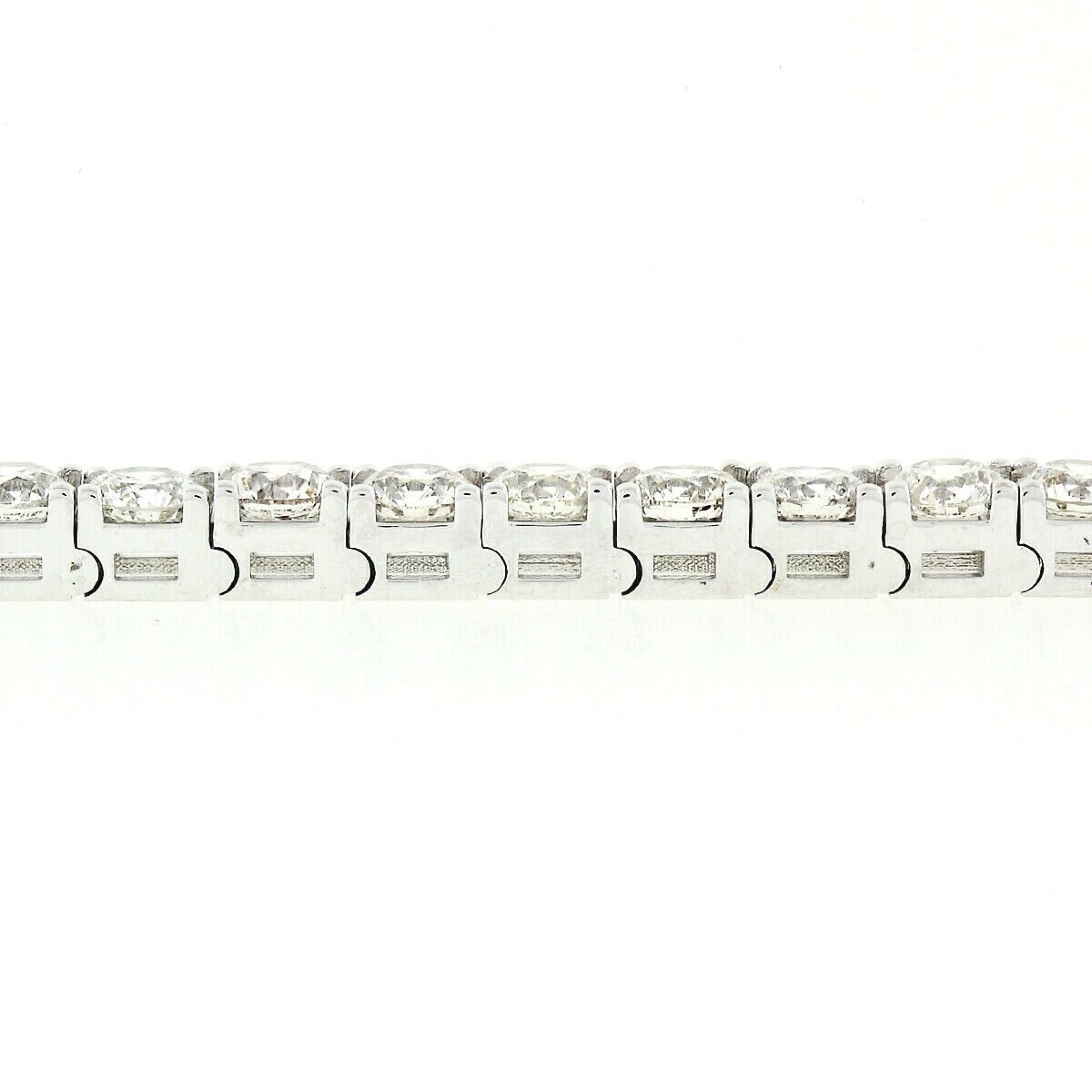 18k White Gold 12.21ctw 37 Round Large Diamond Line Tennis Statement Bracelet For Sale 2