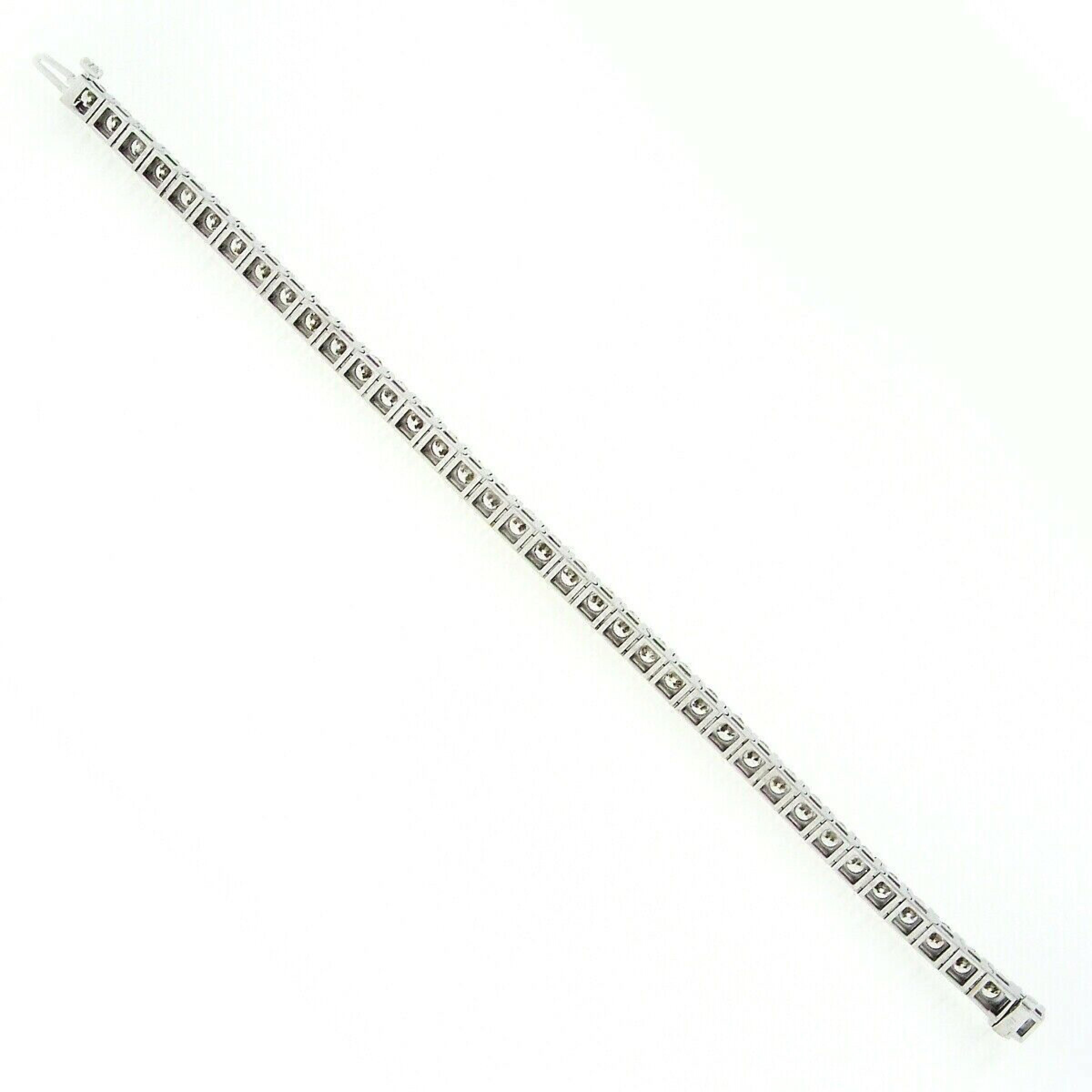 18k White Gold 12.21ctw 37 Round Large Diamond Line Tennis Statement Bracelet In New Condition For Sale In Montclair, NJ