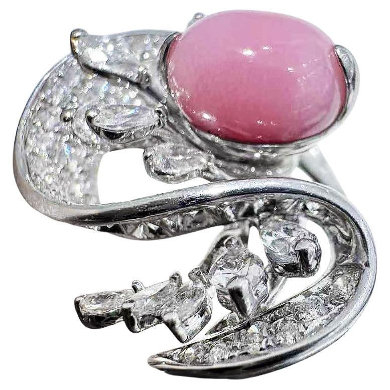 【Conchéa】Whispering Bloom Conch Pearl & Diamond Ring — 2.6ct