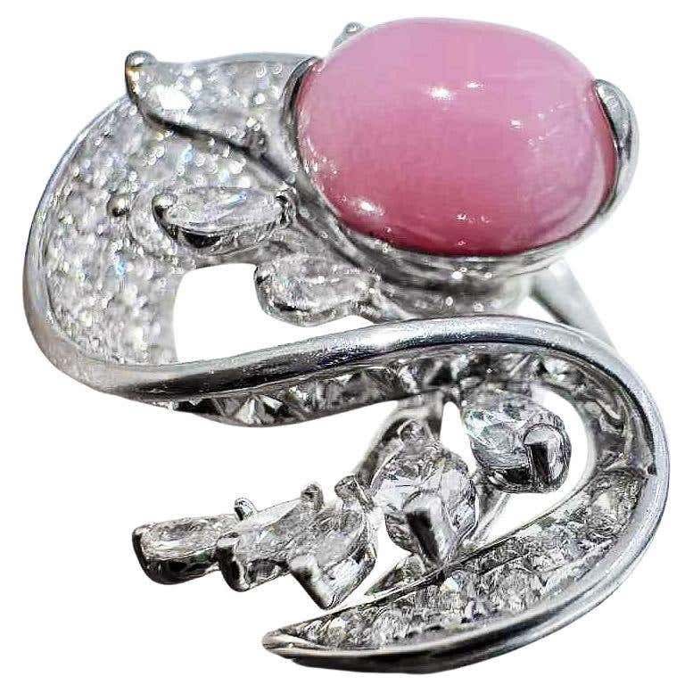 【Conchéa】Flaming Rose Vintage Conch Pearl Ring — 1.67ct For Sale at 1stDibs
