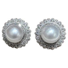 【Crown Radiance】Radiant Bloom Aurora South Sea Pearl Diamond Evening Earrings