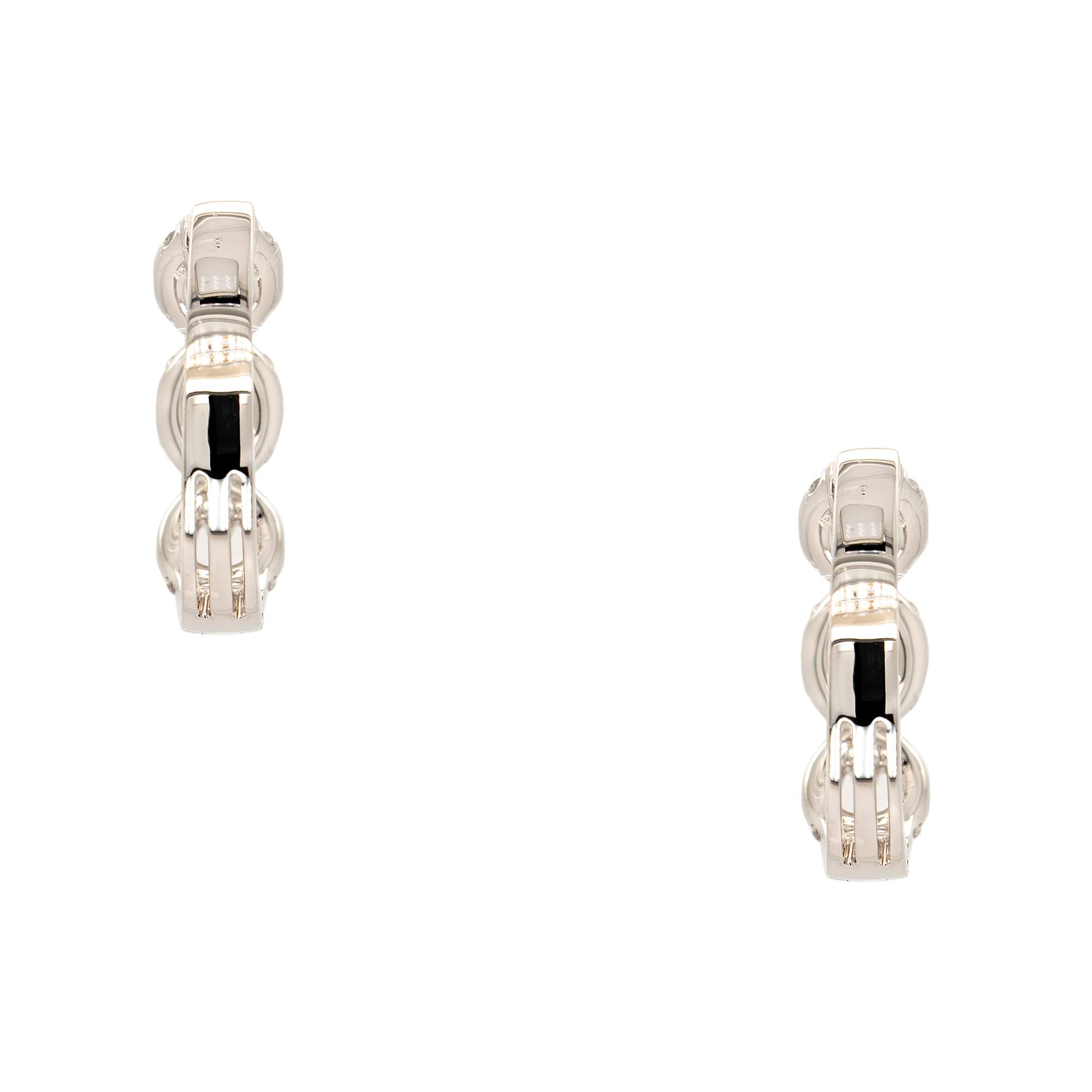 Women's 18k White Gold 1.23ct Round Brilliant Natural Diamond Hoop Earrings For Sale