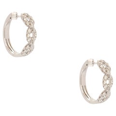 Orecchini a cerchio in oro bianco 18k con diamanti naturali tondi e brillanti da 1,23 ct.