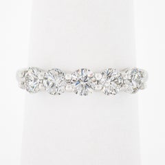 18k White Gold 1.24ctw Round Ideal Low Profile Diamond 5 Stone Stack Band Ring