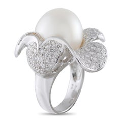 18K White Gold 1.25ct Diamond and Pearl Ring MF16-043026