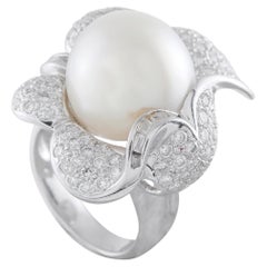 18K White Gold 1.25ct Diamond and Pearl Ring MF16-043026