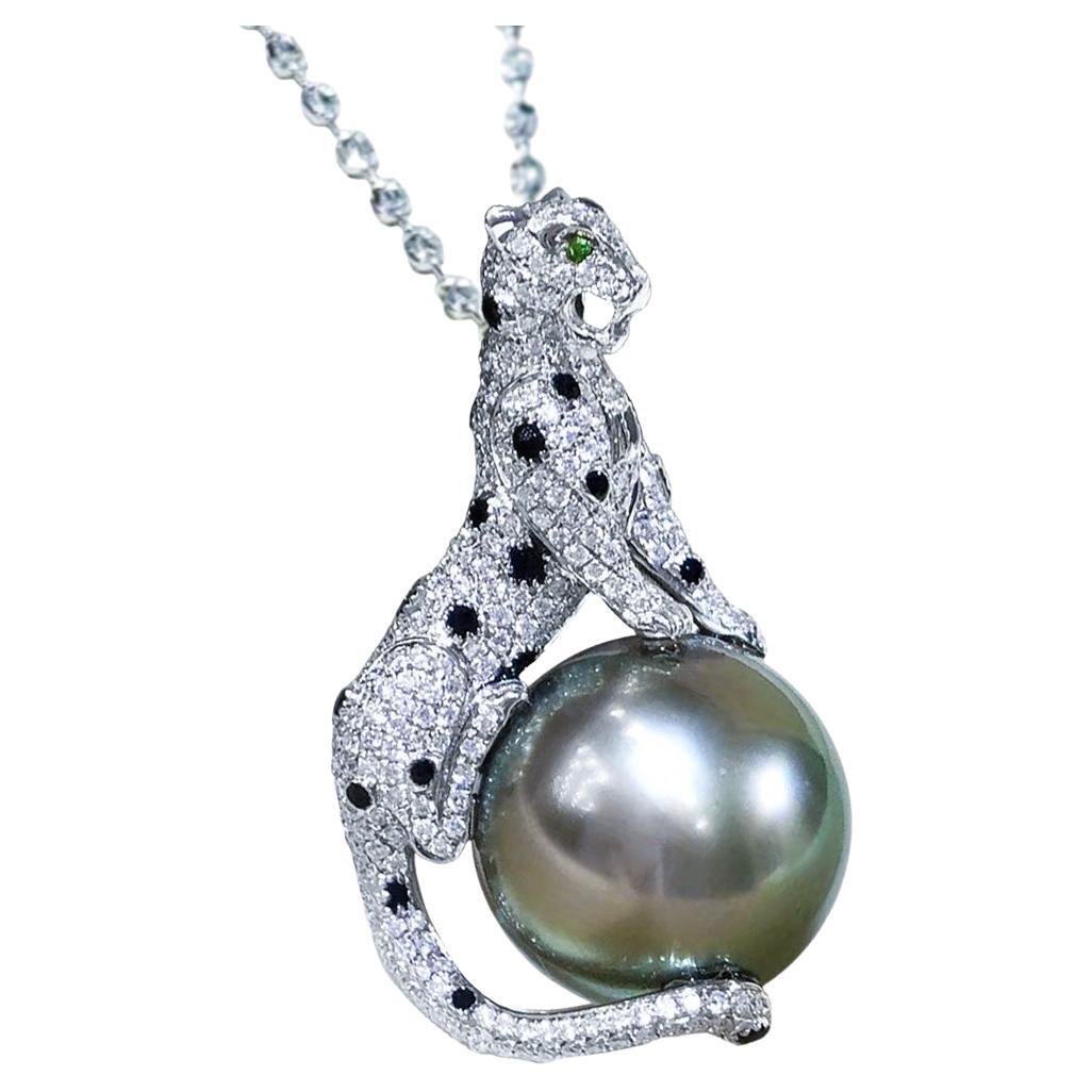 【Crown Radiance】Leopard Diamond Aurora Tahitian Pearl Statement Pendentif