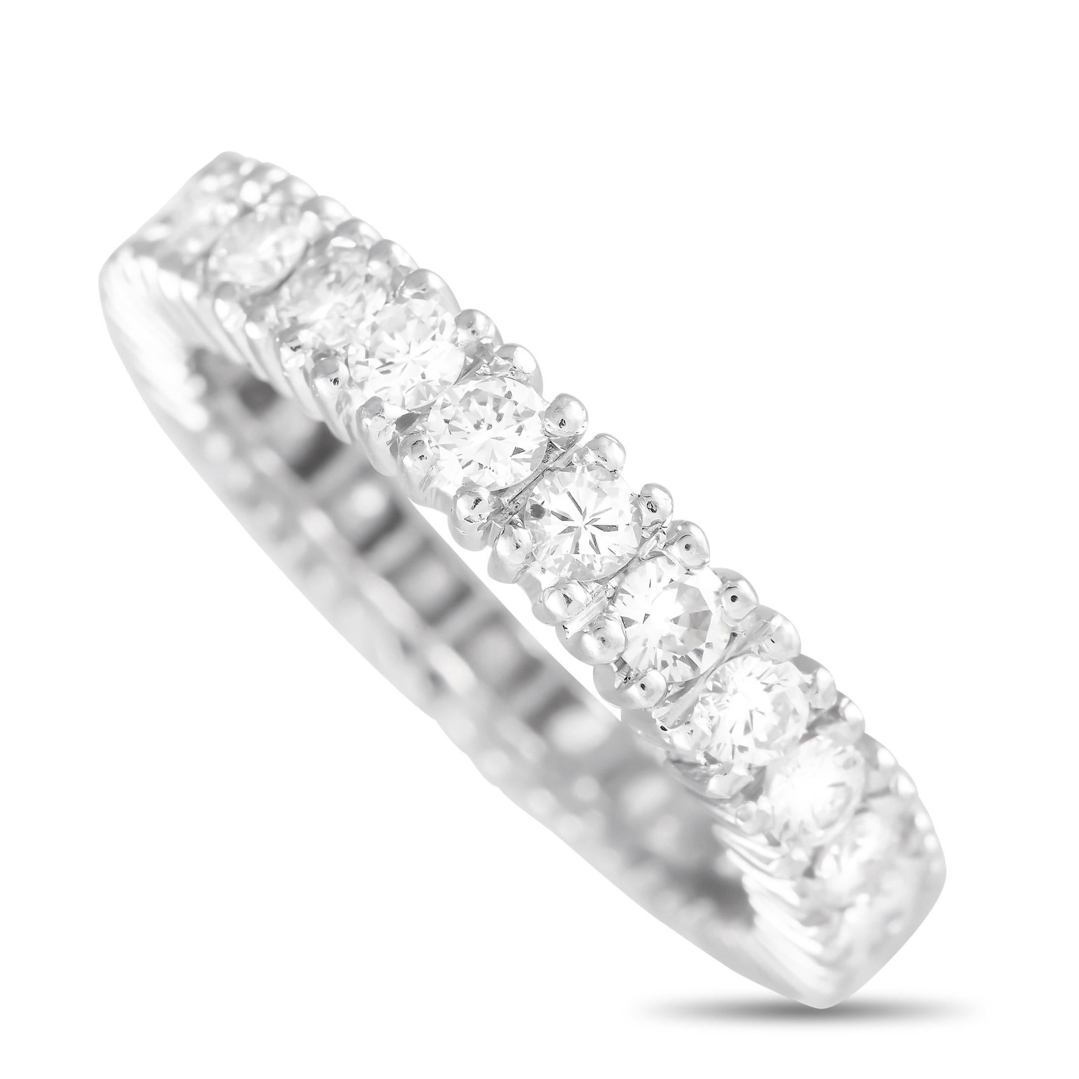 18K White Gold 1.25ct Diamond Eternity Band Ring MF09-012924 In Excellent Condition In Southampton, PA