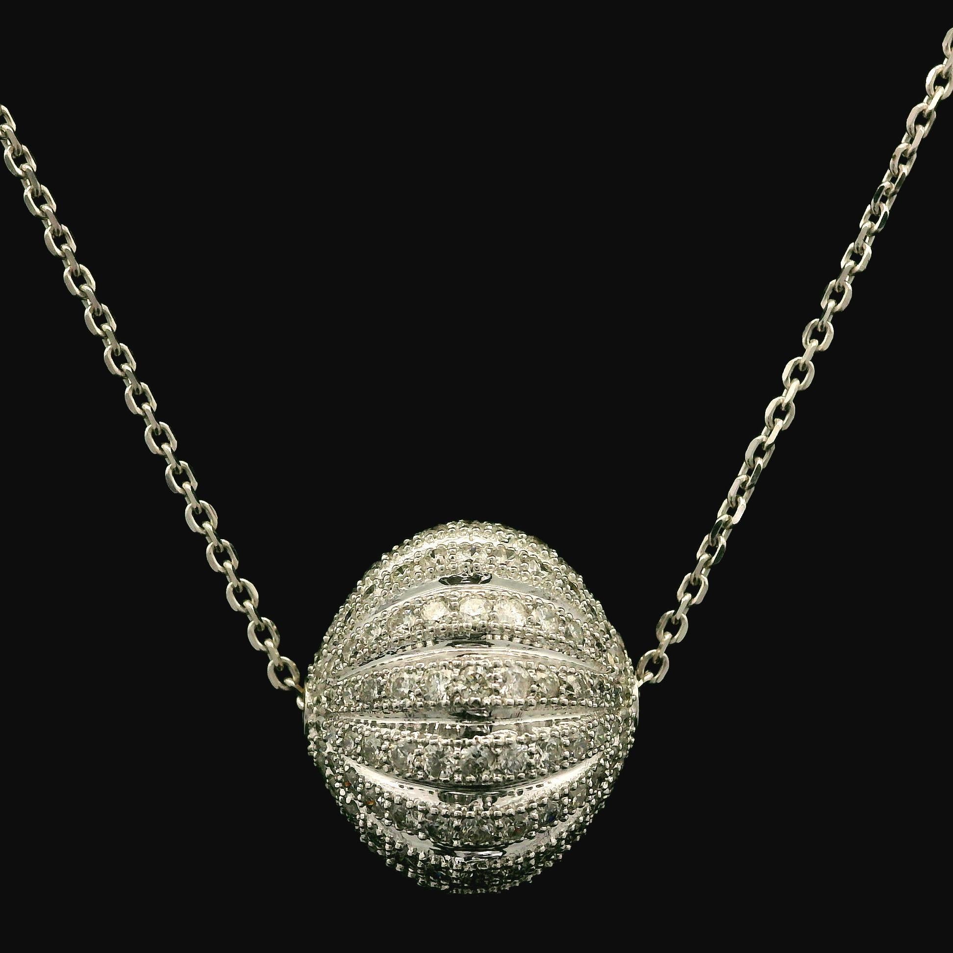 --Stones:--
208 Natural Genuine Diamonds - Round Brilliant Cut - Prong Set - SI1-I1 Clarity - H/I Color
Total Carat Weight: 1.25 approx.

Material: 18k Solid White Gold
Weight: 8.23 Grams
Chain Type: Cable Link
Chain Length: Adjustable at 16 & 18