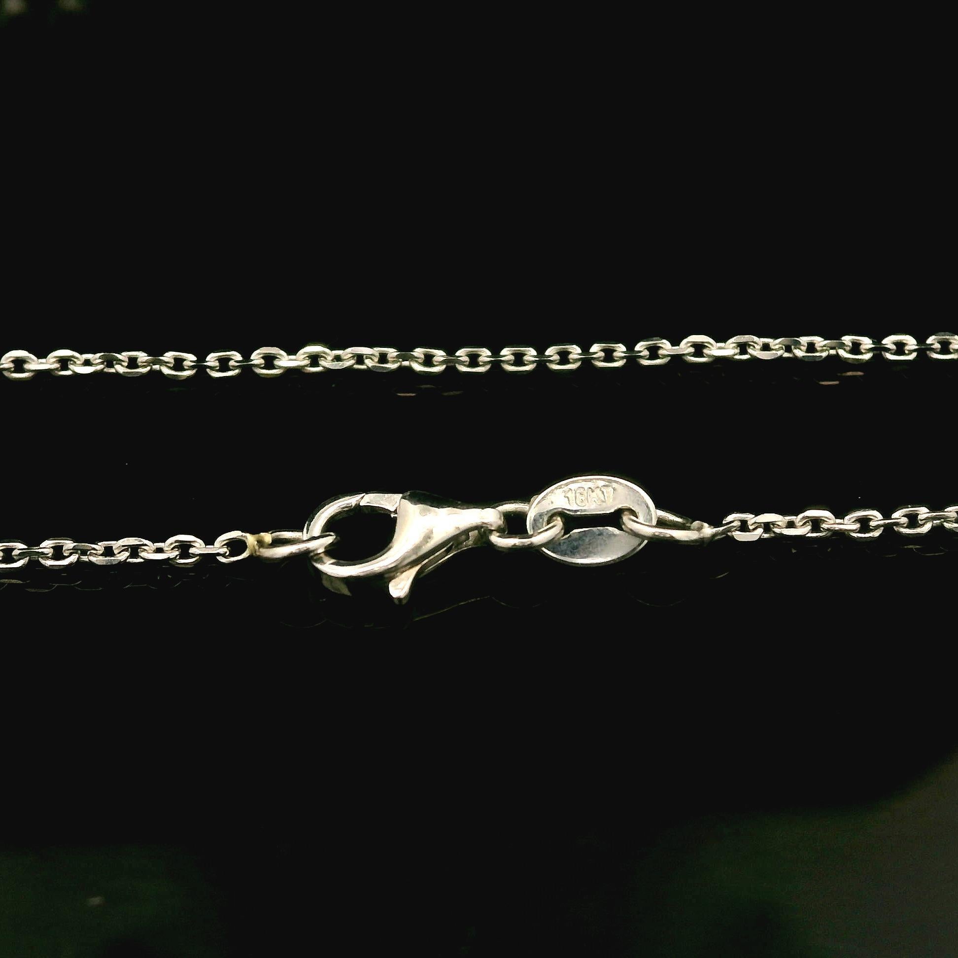 18k White Gold 1.25ctw Diamond Milgrain Banded Oval Ball Slide Pendant Necklace For Sale 1