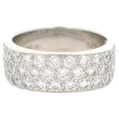 Bague à large bande carrée en or blanc 18k 1.25ctw Pave 3 Row Diamond