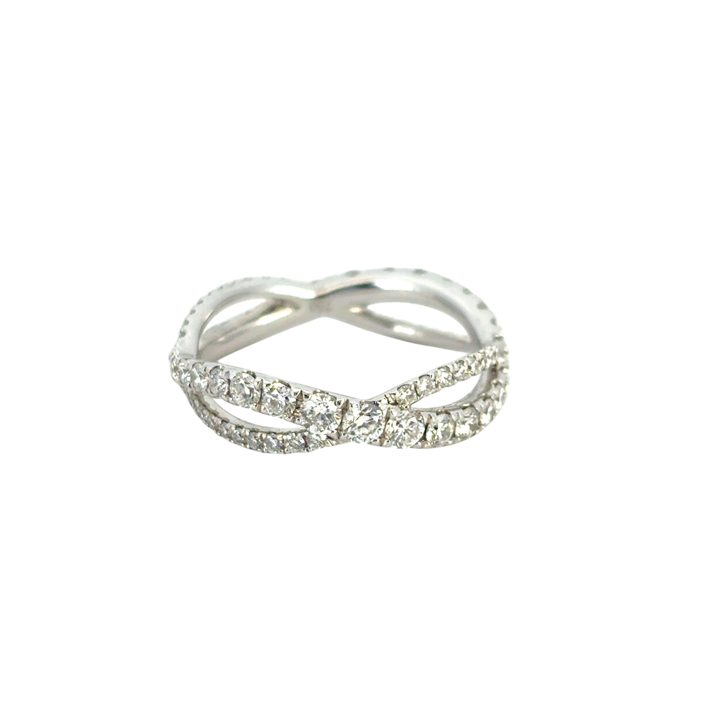 Bague en or blanc 18k avec diamant torsadé de 1,25ctw Pour femmes en vente