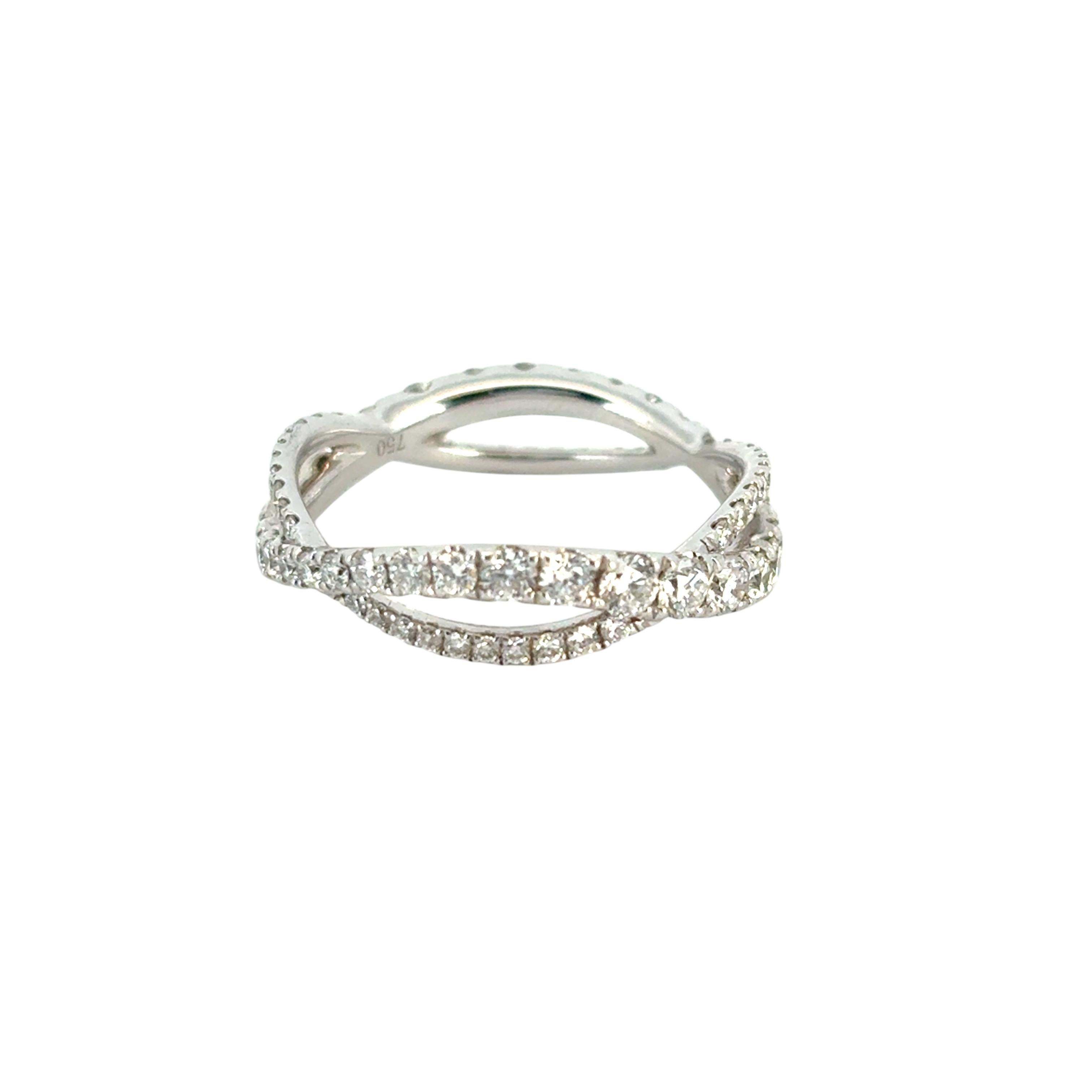 Bague en or blanc 18k avec diamant torsadé de 1,25ctw en vente 1