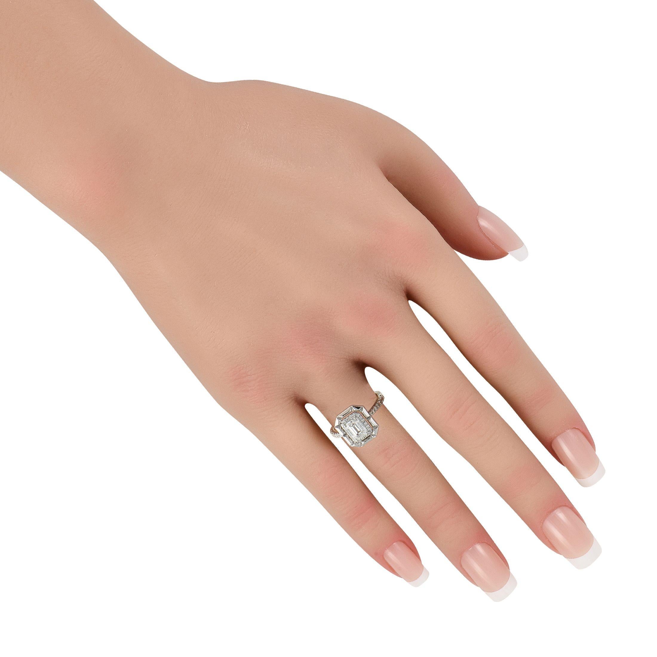 Anillo de diamantes de oro blanco de 18 quilates de 1,27 ct Corte mixto en venta