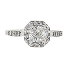 Bague de fiançailles solitaire en or blanc 18 carats avec diamant taille coussin de 1,27 carat certifié GIA et halo