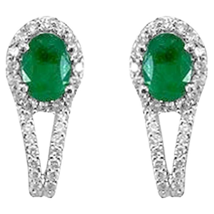 18K White Gold 1.29cts Emerald and Diamond Earring, Style# TS1020E