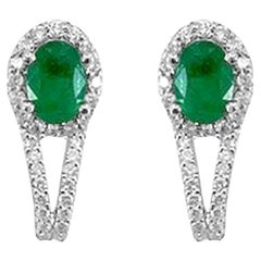 18K White Gold 1.29cts Emerald and Diamond Earring, Style# TS1020E