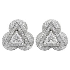 18K White Gold 1.30 Carat Trillion Cut Diamond Stud Earrings