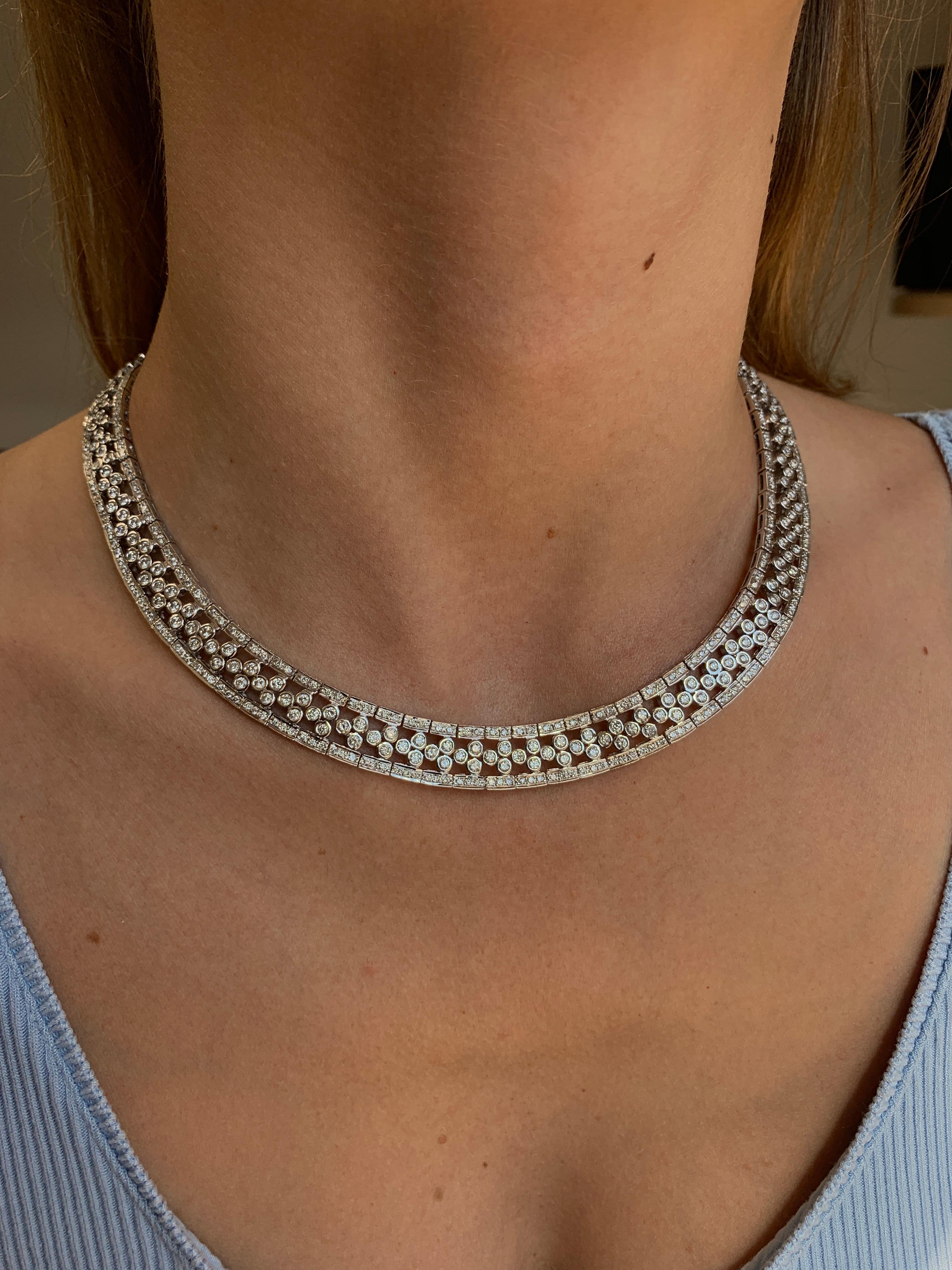 Choker Diamant-Halskette (Rundschliff) im Angebot