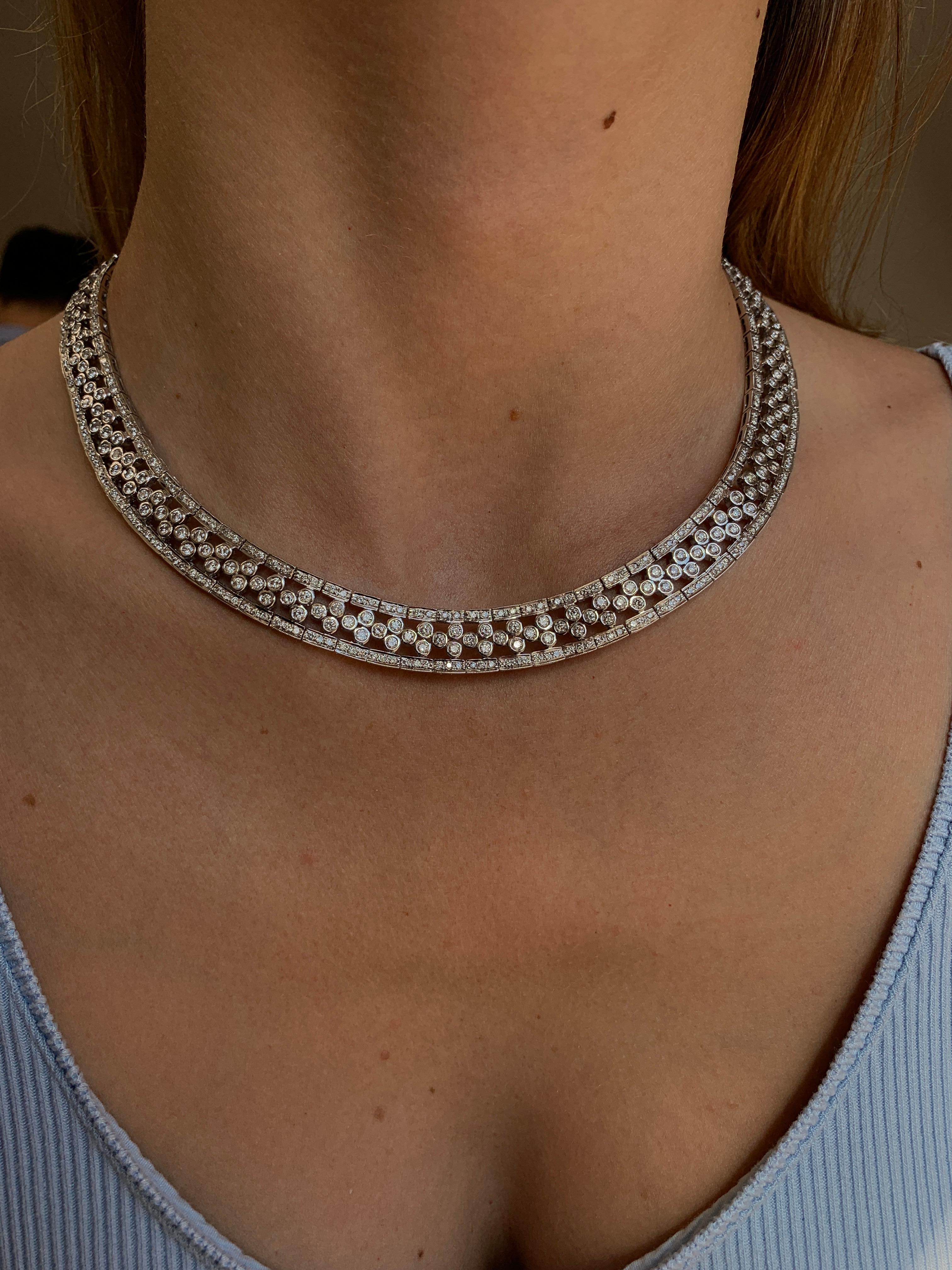 Round Cut Choker Diamond Necklace For Sale