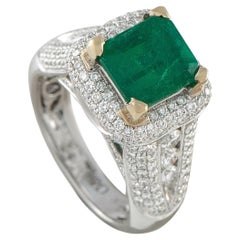 18K White Gold 1.30ct Diamond and Emerald Ring MF27-050726