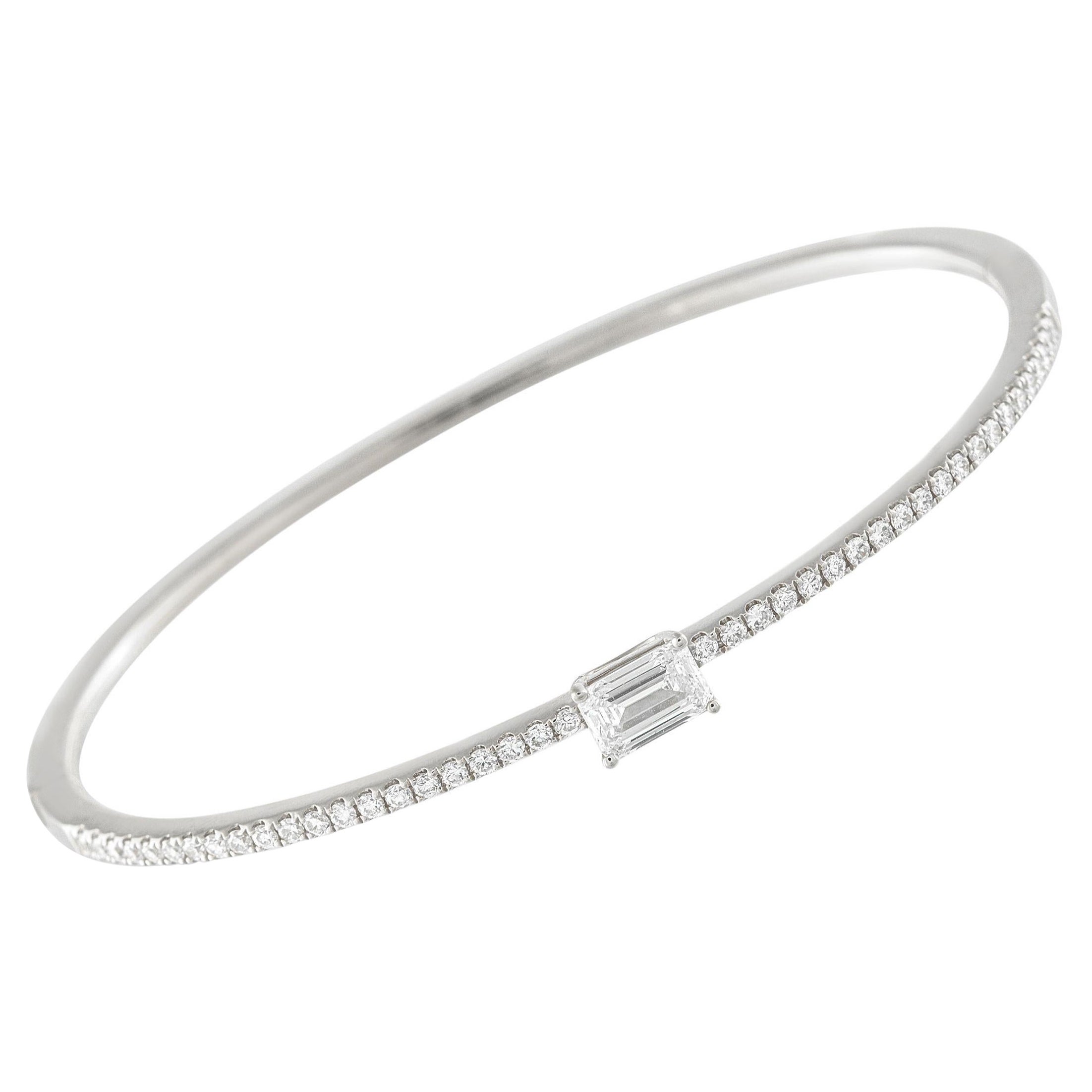Bracciale Bangle in oro bianco 18 carati con diamanti da 1,30 carati