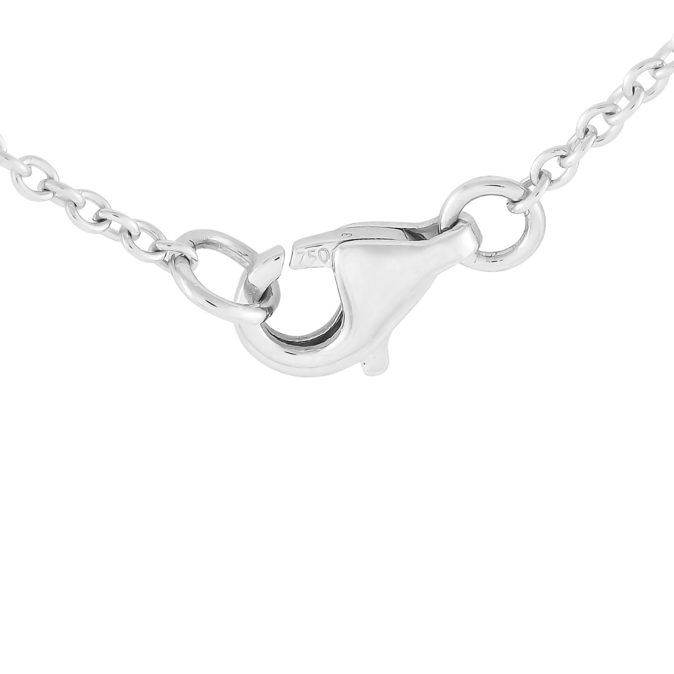 Mixed Cut 18K White Gold 1.30ct Diamond Butterfly Necklace For Sale