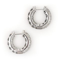 18k White Gold 1.30ct Diamond Huggie Hoop Earrings