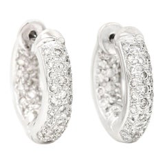 18k White Gold 1.30ct Diamond Huggie Hoop Earrings
