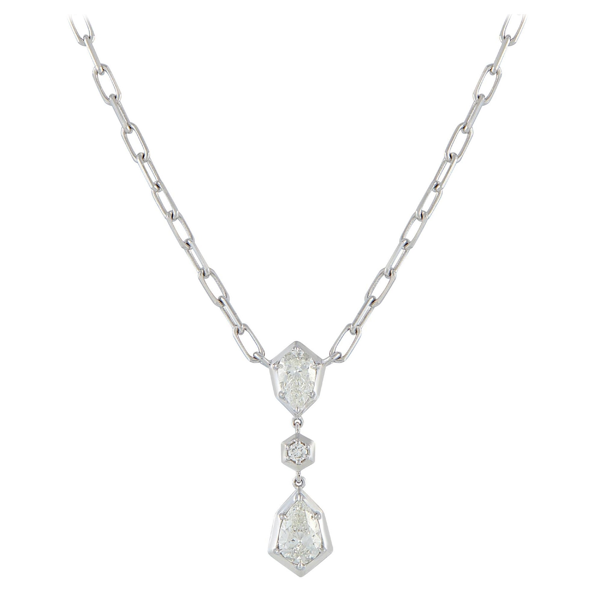 18K White Gold 1.32 ct Diamond Necklace  ANK-20016
