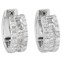 18K White Gold 1.33ct Diamond Huggie Earrings