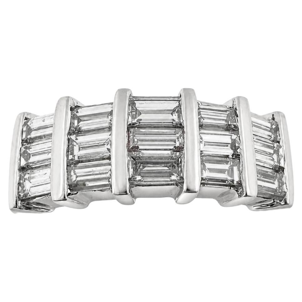 Bandeau en or blanc 18k avec diamant taille baguette de 1,34 carat - Taille 6,50
