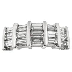 Bandeau en or blanc 18k avec diamant taille baguette de 1,34 carat - Taille 6,50