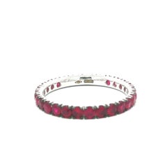 18k White Gold 1.35ctw Round Vivid Red Ruby Low Profile Eternity Band Ring