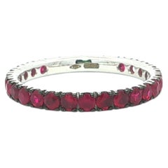 18k White Gold 1.35ctw Round Vivid Red Ruby Low Profile Eternity Band Ring